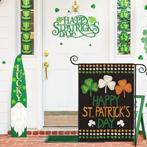 AVOIN colorlife Happy St Patricks Day Garden Flag 12x18 Inch Double Sided, Shamrock Lucky Clover Holiday Yard Outdoor Flag