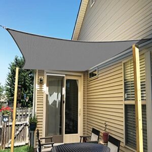 ifenceview 6’x6′-6’x24′ rectangle uv blocking sun shade sail canopy awning for patio yard garden driveway outdoor facility (6′ x 17′, grey)