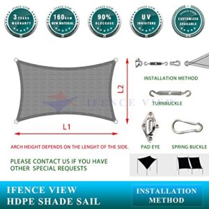 Ifenceview 6'x6'-6'x24' Rectangle UV Blocking Sun Shade Sail Canopy Awning for Patio Yard Garden Driveway Outdoor Facility (6' x 17', Grey)