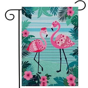summer garden flag flamingo welcome 12.5 x 18 inch vertical double sided yard outdoor decoration