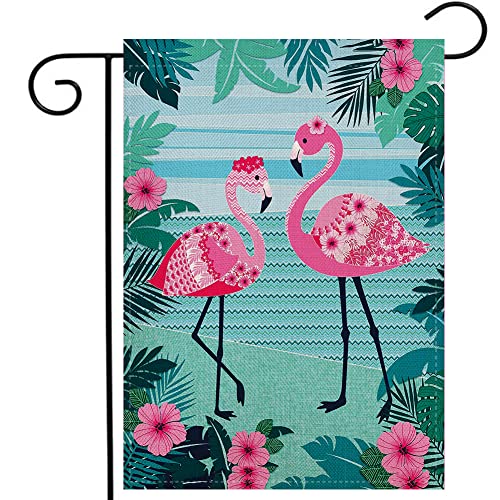 Summer Garden Flag Flamingo Welcome 12.5 x 18 Inch Vertical Double Sided Yard Outdoor Decoration