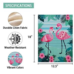 Summer Garden Flag Flamingo Welcome 12.5 x 18 Inch Vertical Double Sided Yard Outdoor Decoration