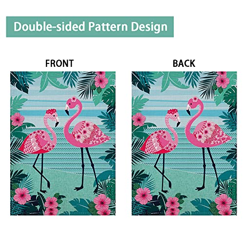 Summer Garden Flag Flamingo Welcome 12.5 x 18 Inch Vertical Double Sided Yard Outdoor Decoration