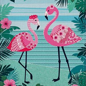 Summer Garden Flag Flamingo Welcome 12.5 x 18 Inch Vertical Double Sided Yard Outdoor Decoration