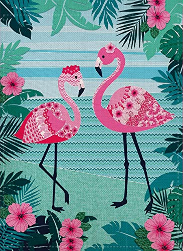 Summer Garden Flag Flamingo Welcome 12.5 x 18 Inch Vertical Double Sided Yard Outdoor Decoration