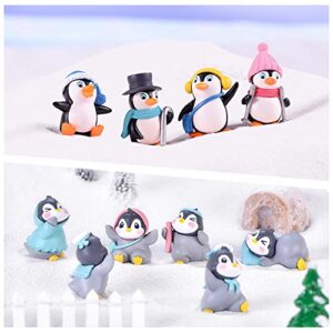 JKanruh 10 Pcs Mini Animals Miniature Penguin ,Cute Penguins Fairy Garden Moss Landscape Ornaments for Outdoor Decoration,Home Décor,DIY Garden,Christmas Ornaments