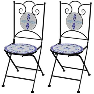 folding metal bistro chair, outdoor patio furniture weather resistant garden chairs, sets of 2