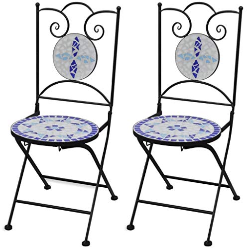 Folding Metal Bistro Chair, Outdoor Patio Furniture Weather Resistant Garden Chairs, Sets of 2