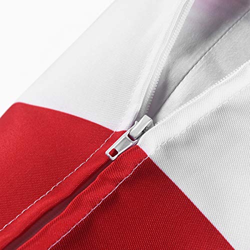 Western Home Pack of 2 Christmas Decorative Outdoor Solid Waterproof Striped Throw Pillow Covers Polyester Linen Garden Farmhouse Cushion Cases for Patio Tent Balcony Couch Sofa 18x18 inch Red