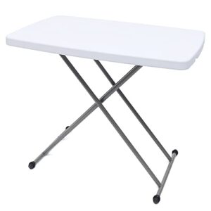 cncest foldable tray table small personal folding table indoor outdoor commercial portable dining table snack desk adjustable height stand up folding desk for home garden office white 30.31×19.69