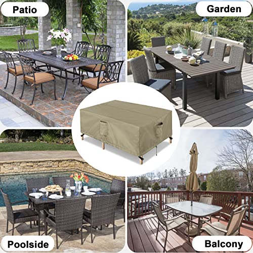 OutdoorLines Outdoor Waterproof Patio Table Furniture Set Covers - Rectangle Couch Sectional Cover Outside Weatherproof Patio Furniture Covering for Deck, Lawn and Backyard 74"L x 47"W x 28"H, Camel