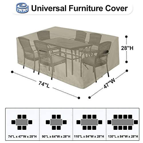 OutdoorLines Outdoor Waterproof Patio Table Furniture Set Covers - Rectangle Couch Sectional Cover Outside Weatherproof Patio Furniture Covering for Deck, Lawn and Backyard 74"L x 47"W x 28"H, Camel