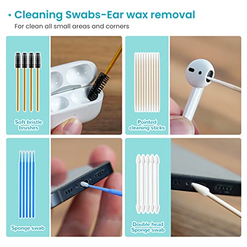 MUIIGOOD Airpods Cleaner Kit 221 Pcs Earbud Cleaning Putty Remove Ear Wax Phone Cleaning kit Cleaner Pen Brush Microfiber Cloth for Airpods Pro/1/2/3 Charging Case Headphones Camera Hearing Aids