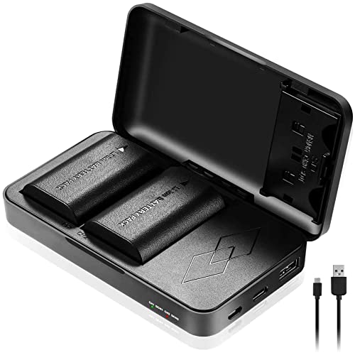 JYJZPB LP-E6N LP-E6 Battery Charger Case, 2 Pack LP-E6N Batteries fit for Canon 5D Mark II, III, 5D Mark IV, 5DS, 5DS R, 60D, 6D Mark II, 7D, 7D Mark II, 70D, 80D Digital Cameras