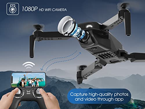 NEHEME NH525 Plus Foldable Drones with 1080P HD Camera for Adults, RC Quadcopter WiFi FPV Live Video, Altitude Hold, Headless Mode, One Key Take Off for Kids Beginners with 2 Batteries and Carry Case