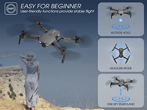 NEHEME NH525 Plus Foldable Drones with 1080P HD Camera for Adults, RC Quadcopter WiFi FPV Live Video, Altitude Hold, Headless Mode, One Key Take Off for Kids Beginners with 2 Batteries and Carry Case