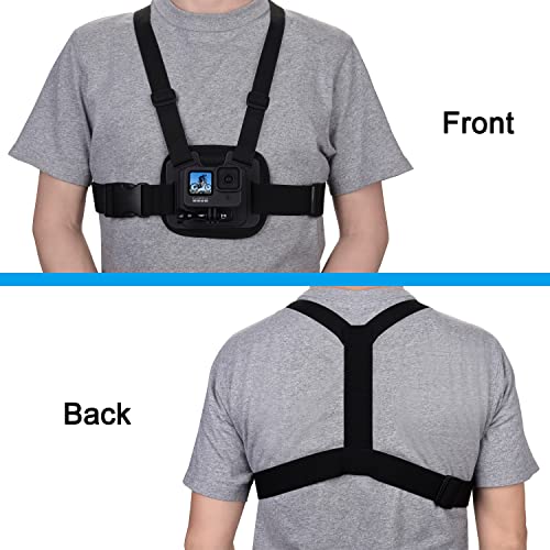 Suptig Chest Mount, Adjustable Chest Strap, Breathable Material Compatible for Gopro Hero 11 Hero 10 Hero 9 Hero 8 Hero 7 Hero 5 Hero 4 Hero 3, AKASO, DJI osmo and More Action Cameras (Black)