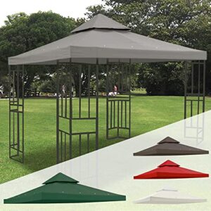 8’x8′ canopy replacement top for 2 tier gazebo canopy replacement cover uv30 for outdoor patio garden yard (gray)