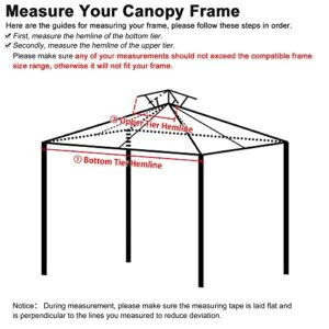 8'x8' Canopy Replacement top for 2 Tier Gazebo Canopy Replacement Cover UV30 for Outdoor Patio Garden Yard (Gray)