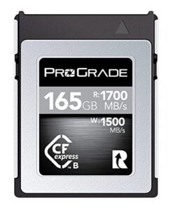 prograde digital memory card – cfexpress type b for cameras | optimized for express transfer of files & large storage | 165gb cobalt series