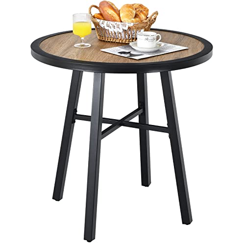 Giantex 29 Inch Patio Bistro Table, Outdoor Round Bistro Table with Heavy-Duty Steel Frame, Coffee Side Table with Non-Slip Foot Pads for Garden, Backyard, Patio, Living Room