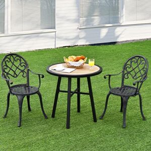 Giantex 29 Inch Patio Bistro Table, Outdoor Round Bistro Table with Heavy-Duty Steel Frame, Coffee Side Table with Non-Slip Foot Pads for Garden, Backyard, Patio, Living Room