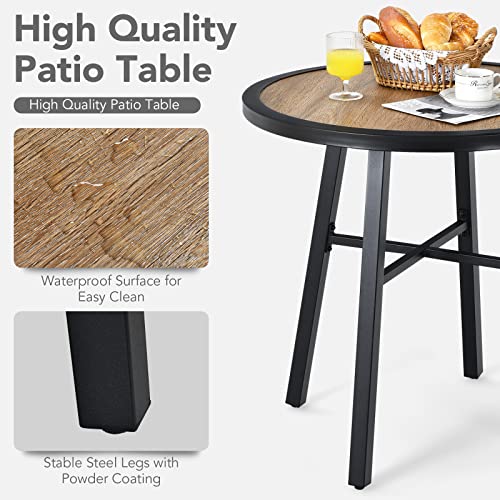 Giantex 29 Inch Patio Bistro Table, Outdoor Round Bistro Table with Heavy-Duty Steel Frame, Coffee Side Table with Non-Slip Foot Pads for Garden, Backyard, Patio, Living Room