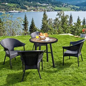 Giantex 29 Inch Patio Bistro Table, Outdoor Round Bistro Table with Heavy-Duty Steel Frame, Coffee Side Table with Non-Slip Foot Pads for Garden, Backyard, Patio, Living Room