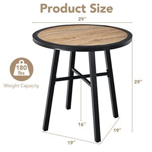 Giantex 29 Inch Patio Bistro Table, Outdoor Round Bistro Table with Heavy-Duty Steel Frame, Coffee Side Table with Non-Slip Foot Pads for Garden, Backyard, Patio, Living Room