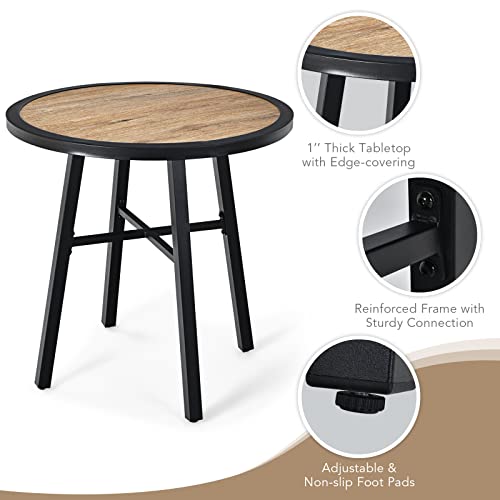 Giantex 29 Inch Patio Bistro Table, Outdoor Round Bistro Table with Heavy-Duty Steel Frame, Coffee Side Table with Non-Slip Foot Pads for Garden, Backyard, Patio, Living Room