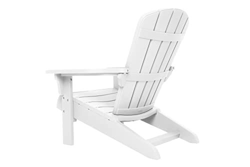 Keter Teton Adirondack Weather Resistant Furniture for Entertaining by The Pool, Patio and Fire Pit, Easy Assembly Outdoor Seating, Weatherwood, White