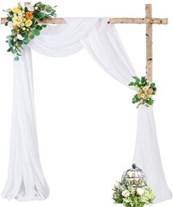 partisky wedding arch draping fabric, 1 panel 28″ x 19ft white wedding arch drapes sheer backdrop curtain for wedding ceremony party ceiling decor