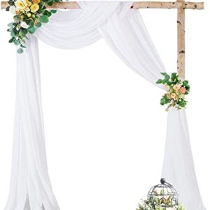 PARTISKY Wedding Arch Draping Fabric, 1 Panel 28" x 19Ft White Wedding Arch Drapes Sheer Backdrop Curtain for Wedding Ceremony Party Ceiling Decor