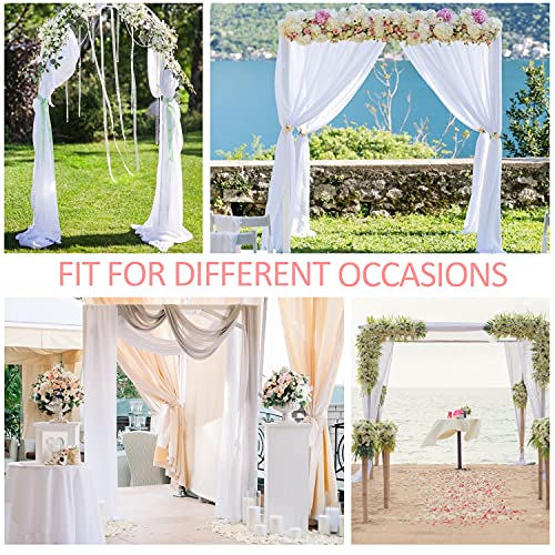 PARTISKY Wedding Arch Draping Fabric, 1 Panel 28" x 19Ft White Wedding Arch Drapes Sheer Backdrop Curtain for Wedding Ceremony Party Ceiling Decor