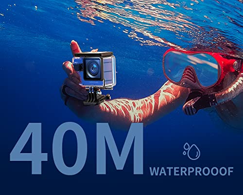 WOLFANG GA300 4K60FPS Action Camera 24MP Waterproof 40M Underwater Camera EIS Stabilization WiFi Wide Angle Helmet Camera (External Microphone, Remote Control, 2x1350mAh Batteries and Accessory Kit)