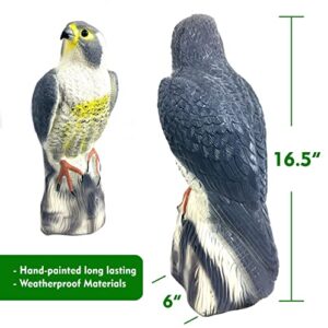 GiftExpress 2 pk 16.5" Scarecrow Eagle Fake Hawk Decoy Statue, Pest Repellent, Bird Control, Garden Protectors, Outdoor Falcon Garden Décor, Eagle Repeller (2)