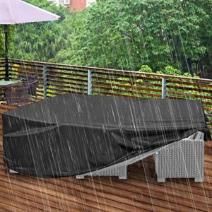 ankiber patio furniture set covers waterproof , 600d outdoor rectangular anti-uv sofa loveseat couch covers, black heavy duty chair table protection covers (124″x71″x29″)