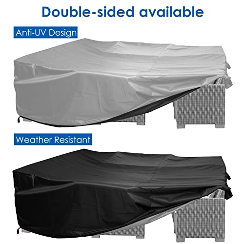 ANKIBER Patio Furniture Set Covers Waterproof , 600D Outdoor Rectangular Anti-UV Sofa Loveseat Couch Covers, Black Heavy Duty Chair Table Protection Covers (124"X71"X29")