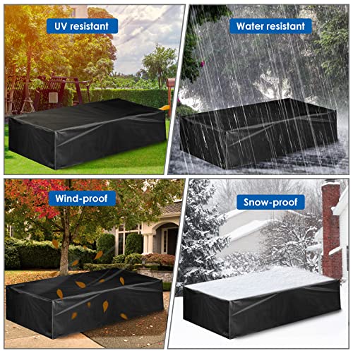 ANKIBER Patio Furniture Set Covers Waterproof , 600D Outdoor Rectangular Anti-UV Sofa Loveseat Couch Covers, Black Heavy Duty Chair Table Protection Covers (124"X71"X29")