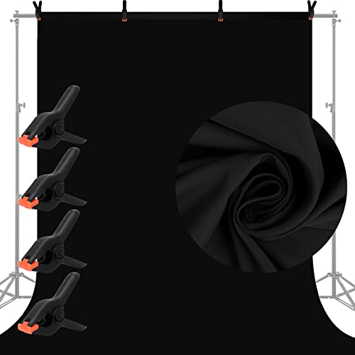 10 x 8 FT Black Backdrop Background for Photography, Chromakey High Density Polyester Fabric Pure Black Photo Backdrop Curtain Screen Collapsible Seamless for Shoot Portraits Party Video Studio