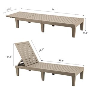 JUMMICO Patio Chaise Lounge Chair Set of 2 Outdoor PE Waterproof Adjustable Easy Assembly Lounge Chairs for Outside Pool Garden Deck Beach