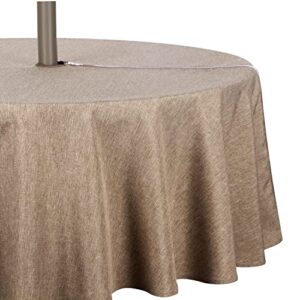 youngseahome Outdoor Tablecloth Wrinkle-Free Stain Resistant Waterproof Polyester Fabric Table Cover with Zipper Umbrella Hole for Picnic/Party/Dinner/Patio Garden(60inch Round,Zippered,Flax)