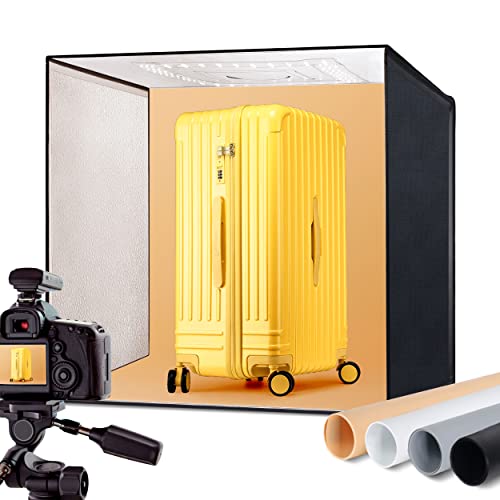 RALENO® Photo Studio Light Box,24"x23"x23" 60W Portable Professional Adjustable Brightness Shooting Tent Kit with 156 LED Lights 4 Colored Backdrops for Product Photography