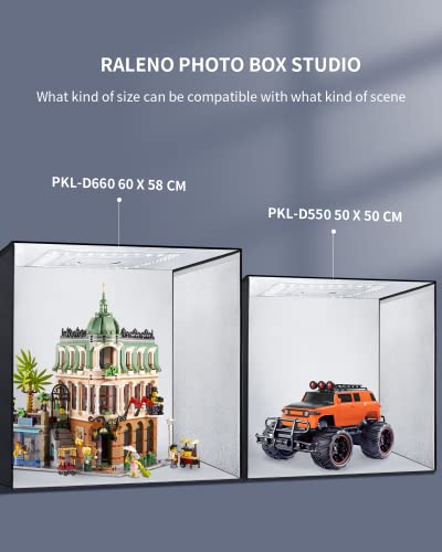 RALENO® Photo Studio Light Box,24"x23"x23" 60W Portable Professional Adjustable Brightness Shooting Tent Kit with 156 LED Lights 4 Colored Backdrops for Product Photography