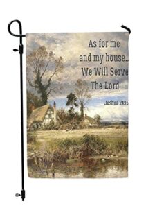 double sided religious garden flag – as for me and my house – we will serve the lord – inspirational bible verse joshua 24:15 – decorative outdoor christian faith flags – yard decor by jolly jon