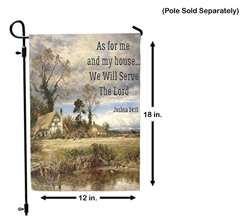 Double Sided Religious Garden Flag - As For Me And My House - We Will Serve The Lord - Inspirational Bible Verse Joshua 24:15 - Decorative Outdoor Christian Faith Flags - Yard Decor by Jolly Jon