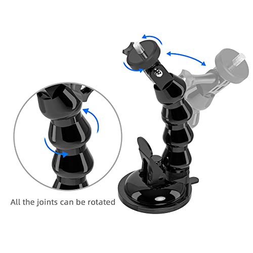 Flexible Gooseneck Extension Suction Cup Car Mount Holder with Phone Holder for Gopro Hero 11 Black, Hero 10/9/8/7/6/5 Black, 4 Session, 4 Silver, iPhone, Samsung Galaxy, Google Pixel and More