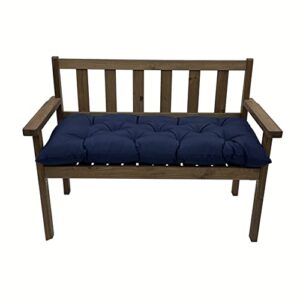 Outdoor/Indoor Waterproof Bench Cushion,Non-Slip Bench Pads with Ties Swing Chair Tatami Cushion,Bench Cushions for Patio Backyard Porch Garden Wicker Loveseat Furniture (47.2*19.7inch, navy blue)