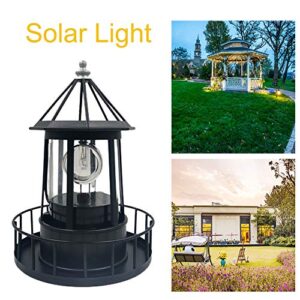 StepOK Solar Powered Lighthouse 360 Degree Rotating LED Beacon Light Outdoor Waterproof Decorative Light for Garden Lawn Patio Yard