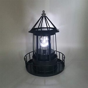 StepOK Solar Powered Lighthouse 360 Degree Rotating LED Beacon Light Outdoor Waterproof Decorative Light for Garden Lawn Patio Yard